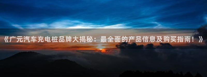 威廉希尔有限公司：《广元汽车充电桩品牌大揭秘：最全面的产品信息及购买指南！》